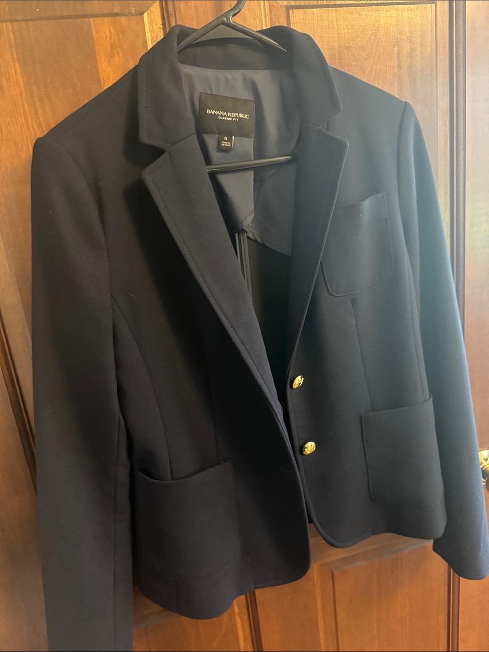Banana Republic Navy Tailored Blazer with Gold Buttons